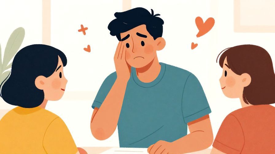 Illustration%20of%20a frustrated young adult asking for help in a casual setting, bright colors, expressive face, illustrated style