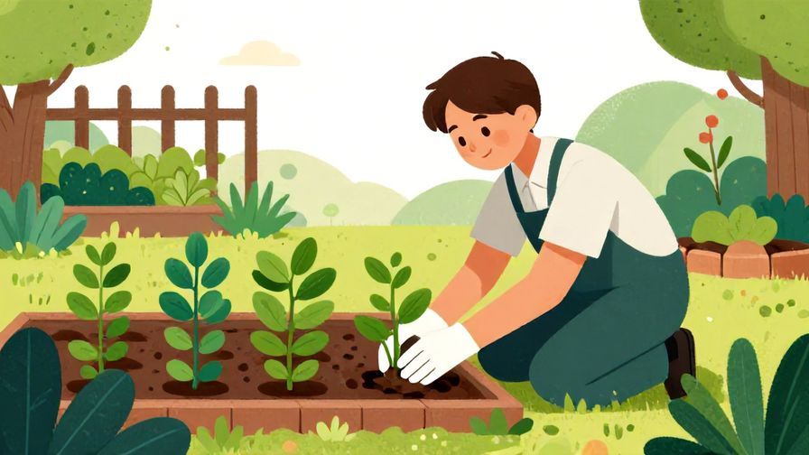 Illustration%20of%20a gardener carefully tending to thriving plants in a neat garden, symbolizing maintenance and growth, vibrant colors, illustrated style
