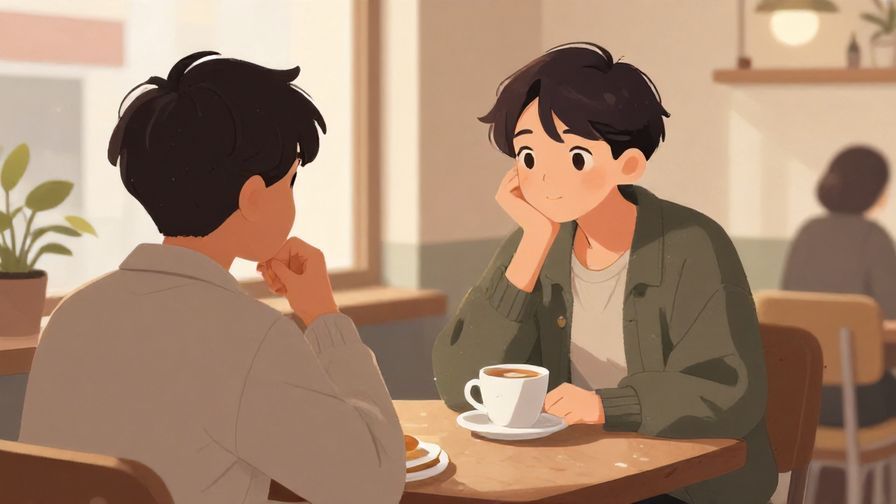 Illustration%20of%20a gentle conversation in a quiet cafe, one person listening attentively to another, soft lighting