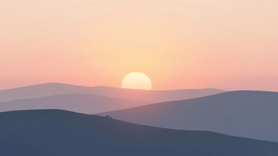 Illustration%20of%20a gentle sunrise over hills with soft rays extending, peaceful atmosphere, pastel morning colors