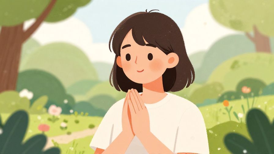 Illustration%20of%20a gentle%20person%20making%20a%20kind%20request%20with%20soft%20expression%2C%20natural%20garden%20background%2C%20illustrated%20style