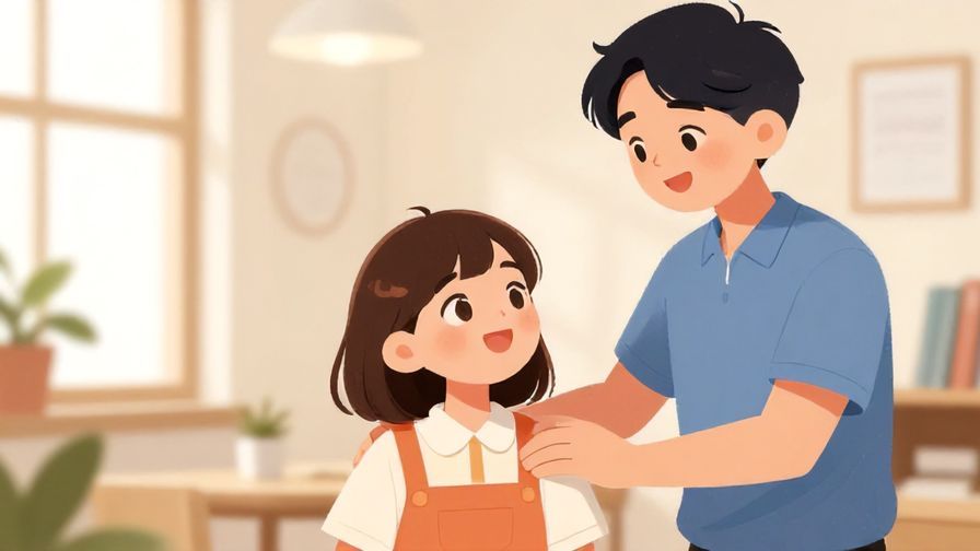 Illustration%20of%20a girl looking up admiringly at her friend with supportive expressions in a bright, friendly room