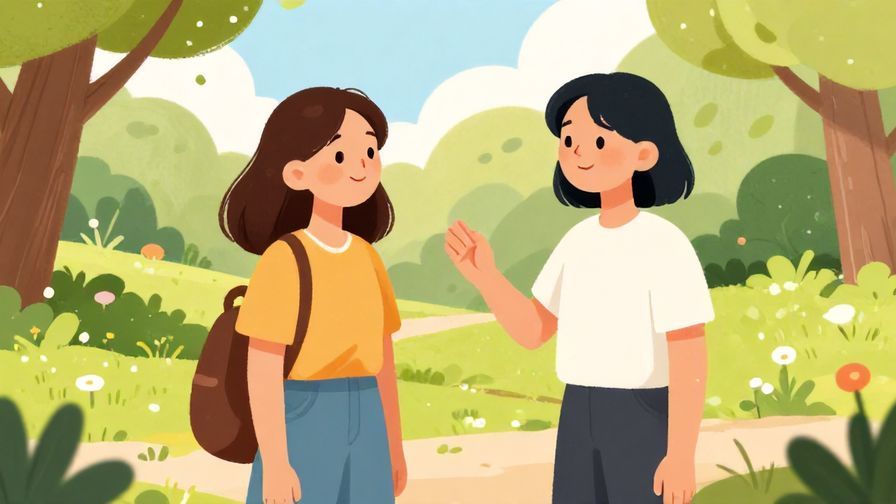 Illustration%20of%20a girl teasing her friend with a smile in a sunny park, with casual body language