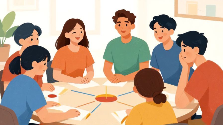 Illustration%20of%20a group laughing and nodding after a game, casual atmosphere, bright colors, illustrated style