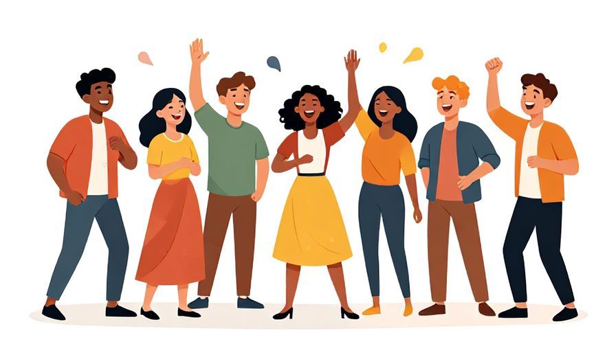 Illustration%20of%20a group laughing together before a photo, with lively expressions and dynamic movement