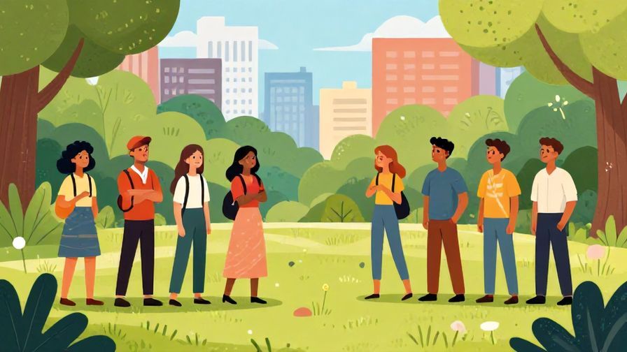 Illustration%20of%20a group of friends confidently deciding to turn left, upbeat urban park, illustrated style