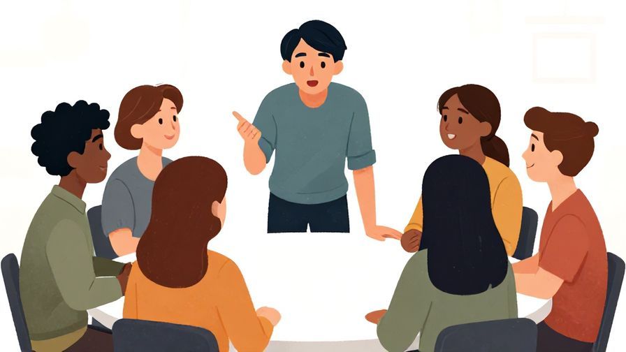 Illustration%20of%20a group of friends sitting around a table, one person leaning forward to emphasize their words, illustrated style