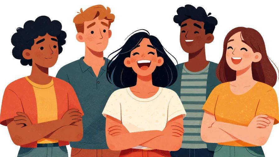 Illustration%20of%20a group%20laughing%20while%20one%20person%20looks%20bored%20or%20unenthusiastic%2C%20vibrant%20colors%2C%20illustrated%20style