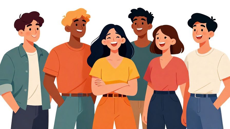 Illustration%20of%20a group%20of%20confident%20young%20people%20with%20casual%20clothes%20laughing%20together%2C%20vibrant%20colors%2C%20illustrated%20style