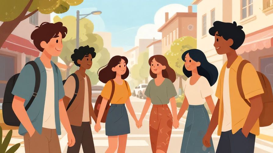 Illustration%20of%20a group%20of%20friends%20parting%20ways%20with%20smiles%20in%20a%20sunny%20street%20setting%2C%20illustrated%20style