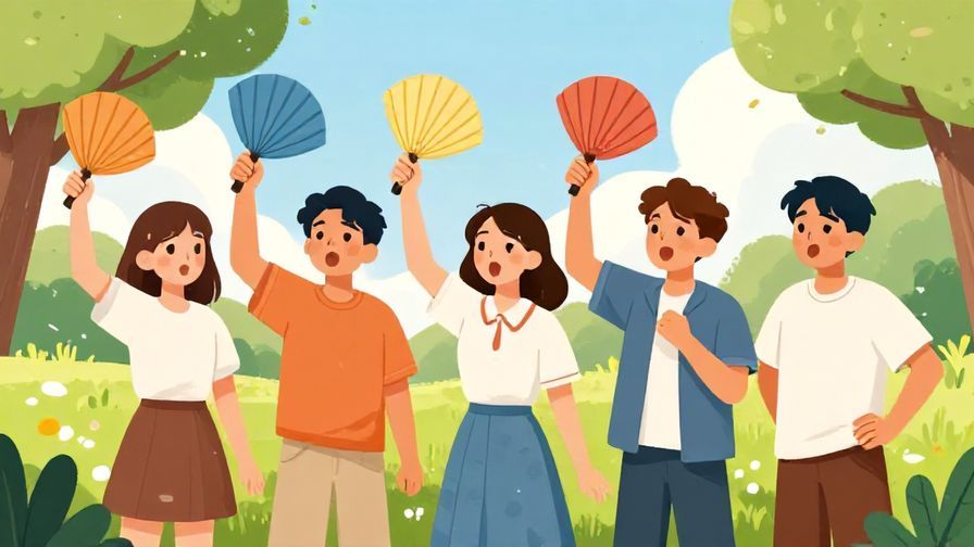 Illustration%20of%20a group%20of%20young%20people%20expressing%20shock%20and%20using%20fans%20in%20a%20sunny%20park%2C%20vibrant%20colors%2C%20illustrated%20style