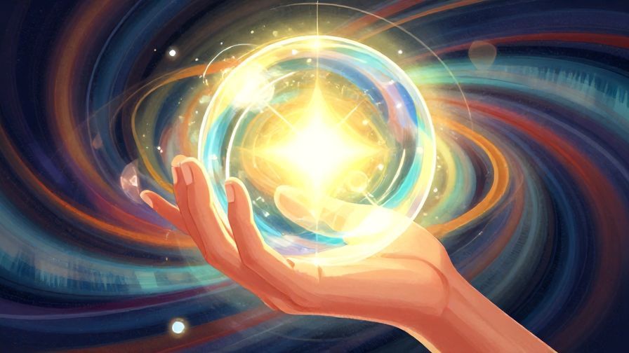 Illustration%20of%20a hand firmly grasping a shining orb symbolizing victory and control, with an intense background of swirling colors, illustrated style