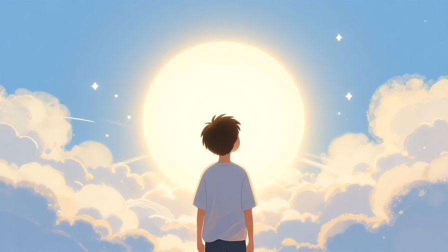 Illustration%20of%20a hopeful person looking toward a bright sun on the horizon, surrounded by glowing light and gentle clouds%2C%20illustrated%20style