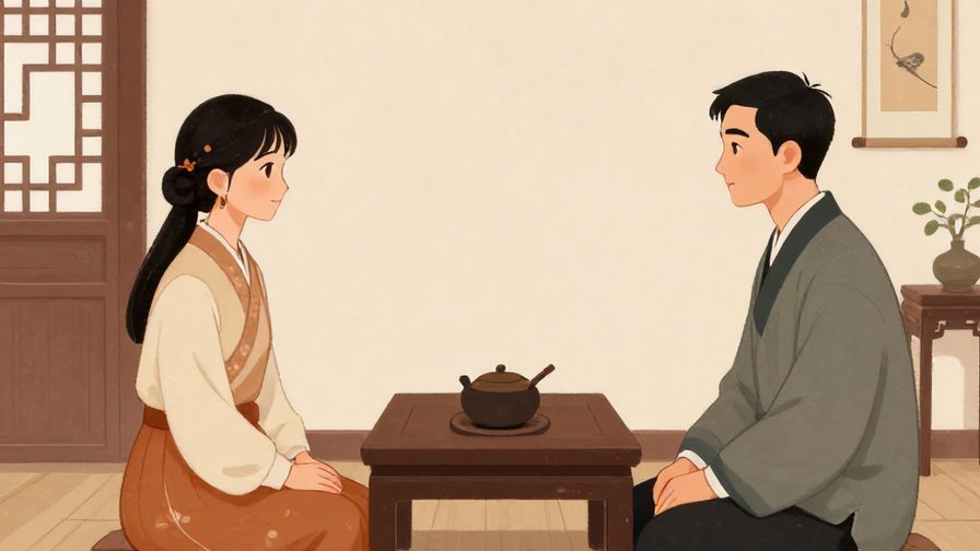 Illustration%20of%20a humble bow between two people in a traditional room, calm and respectful atmosphere, illustrated style