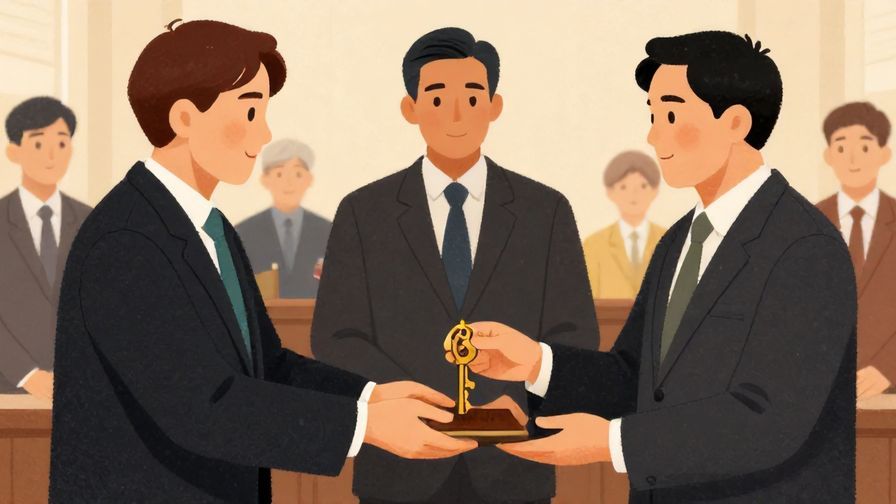 Illustration%20of%20a judge handing over a symbolic key to the winner, official and serious atmosphere, detailed textures, illustrated style