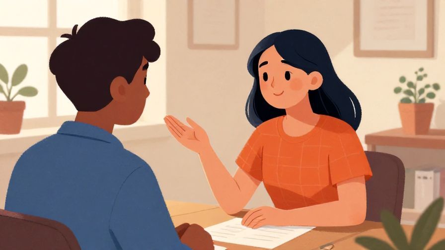 Illustration%20of%20a kind person gently advising another with a hopeful expression in a quiet room with soft lighting%2C%20vibrant%20colors%2C%20illustrated%20style