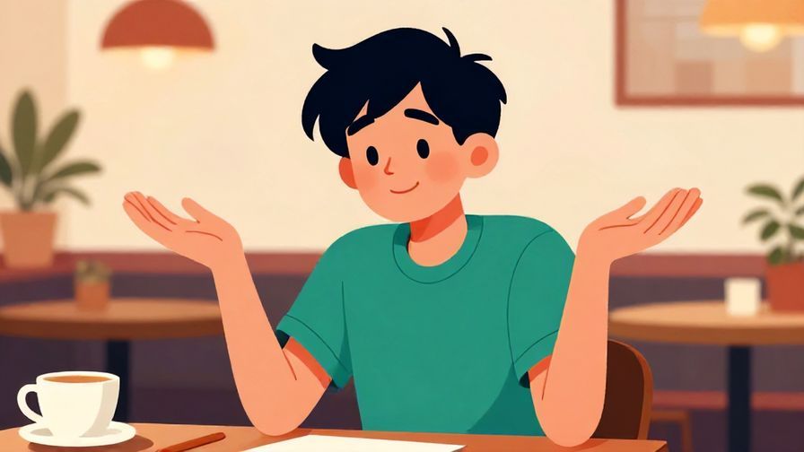 Illustration%20of%20a laid-back character shrugging with a smile%2C%20cozy%20cafe%20background%2C%20vibrant%20colors%2C%20illustrated%20style