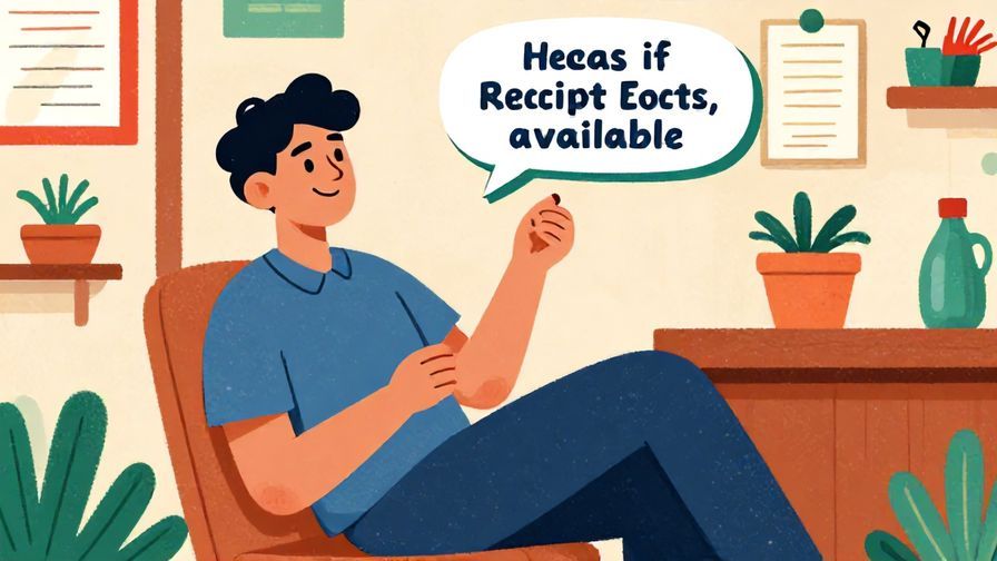 Illustration%20of%20a laid-back person casually asking if receipts are available in a small shop, informal setting, vibrant colors, illustrated style