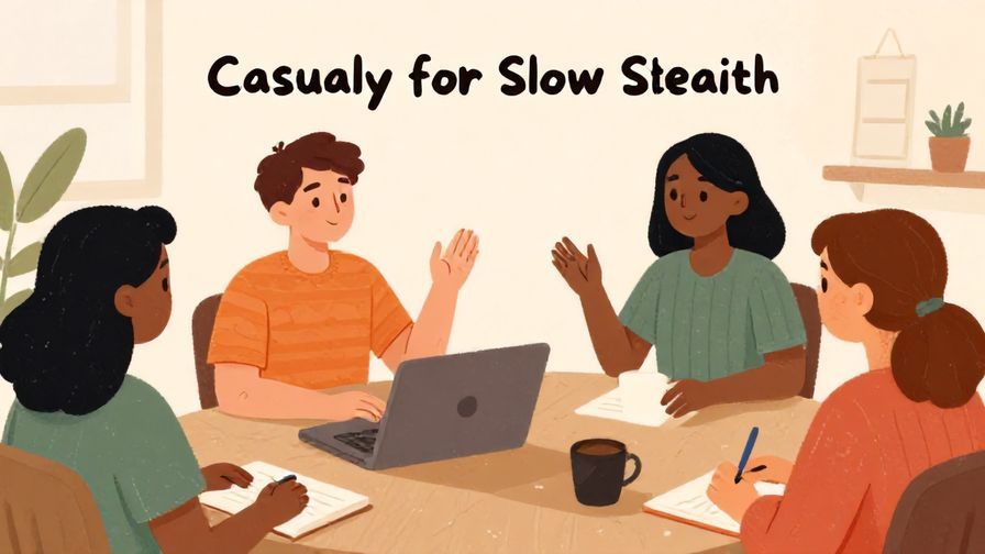 Illustration%20of%20a laid-back person casually asking for slow speech%2C friendly group setting%2C warm colors%2C illustrated style