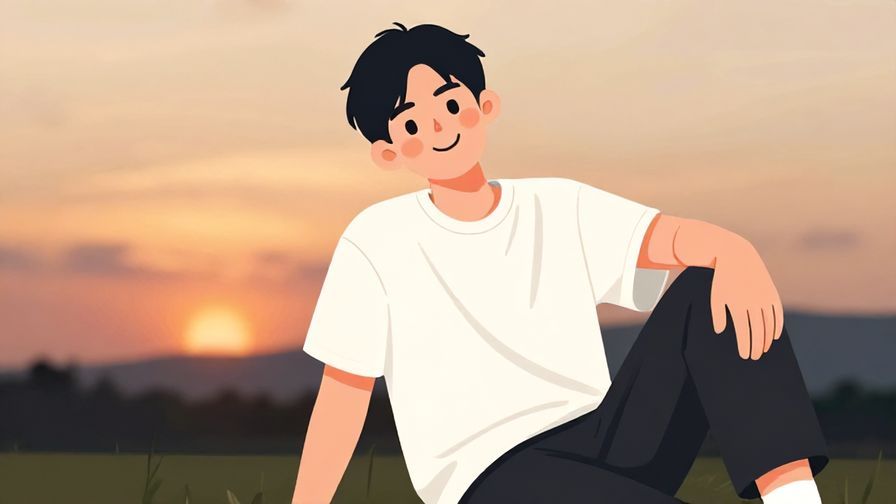 Illustration%20of%20a laid-back%20character%20smiling%20casually%20while%20sitting%20outdoors%2C%20with%20a%20sunset%20background%2C%20casual%20and%20friendly%20tone%2C%20illustrated%20style