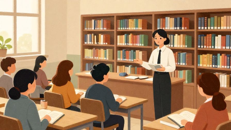 Illustration%20of%20a library or study room where people are quietly reading, a librarian gesturing politely, calm and respectful atmosphere, illustrated style