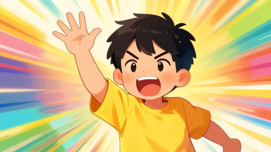 Illustration%20of%20a lively character waving their hand with urgency, bright colors, motion blur background to emphasize speed, illustrated style