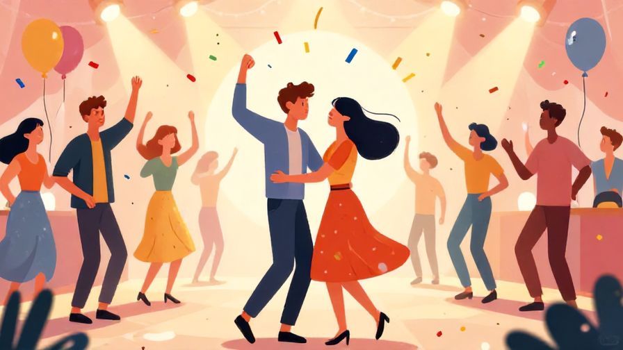 Illustration%20of%20a lively party scene with people dancing and smiling, colorful confetti in the air, bright lighting, illustrated style