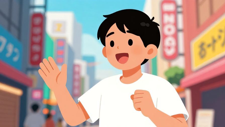 Illustration%20of%20a lively person speaking energetically, with a colorful urban background typical of Osaka, Japan