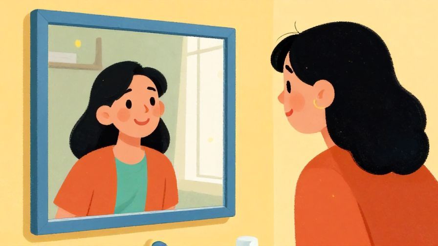 Illustration%20of%20a mirror reflecting a happy person with different outfits and styles, colorful background