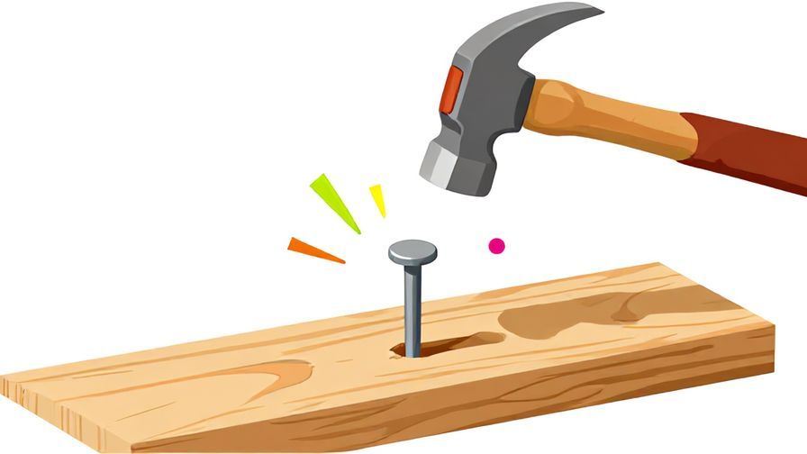 Illustration%20of%20a nail%20sticking%20out%20of%20wood%20with%20bright%20colors%20around%20it%20and%20a%20hammer%20coming%20down%2C%20clear%20lighting%2C%20illustrated%20style