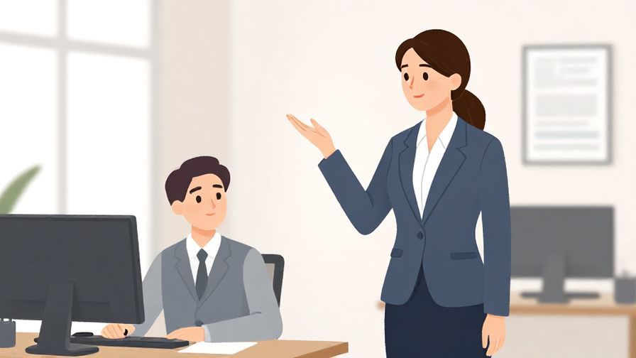 Illustration%20of%20a neat office environment with a formally dressed person politely raising hand to ask for a break, calm colors, illustrated style