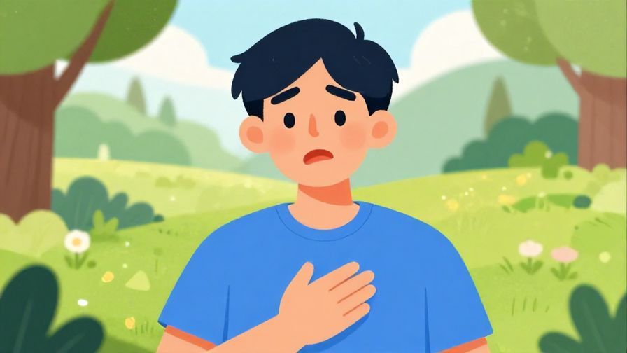 Illustration%20of%20a nervous but excited character with a hand on their chest%2C%20soft%20park%20background%2C%20vibrant%20colors%2C%20illustrated%20style