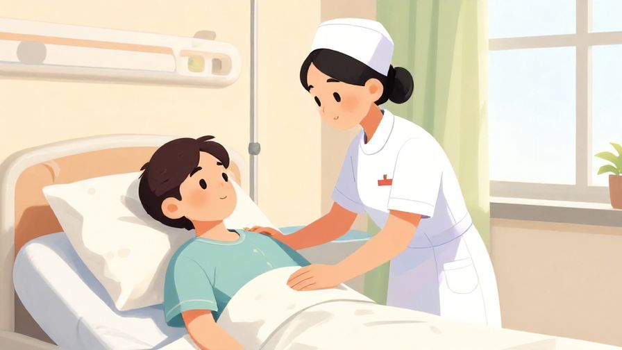 Illustration%20of%20a nurse gently comforting a patient in a hospital room with soft pastel colors and warm light, calm and caring atmosphere, vibrant colors, illustrated style