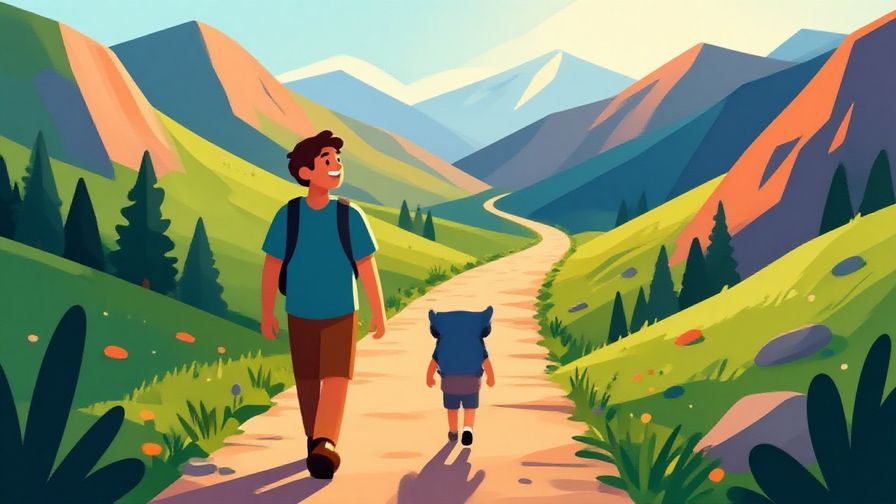 Illustration%20of%20a peaceful traveler starting a long path through mountains%2C%20early%20morning%20light%2C%20hopeful%20expression%2C%20vibrant%20colors%2C%20illustrated%20style