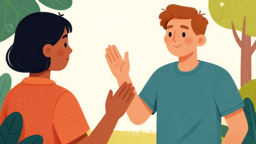 Illustration%20of%20a person asking for a favor with a hand gesture, casual outdoor setting, vibrant colors, illustrated style