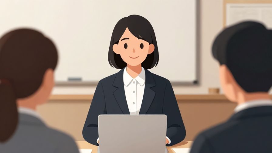 Illustration%20of%20a person attentively listening in a formal meeting, slight smile, professional attire, muted colors