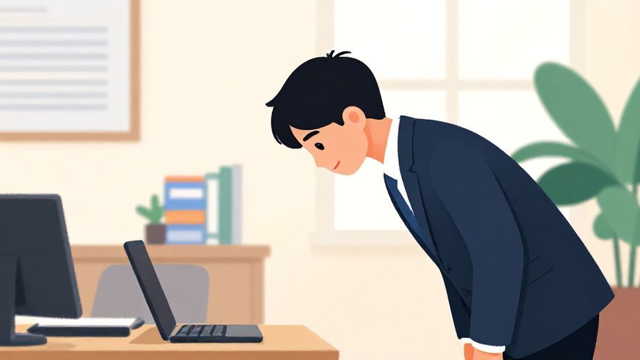 Illustration%20of%20a person bowing respectfully during a formal introduction%2C office setting%2c vibrant colors%2c illustrated style