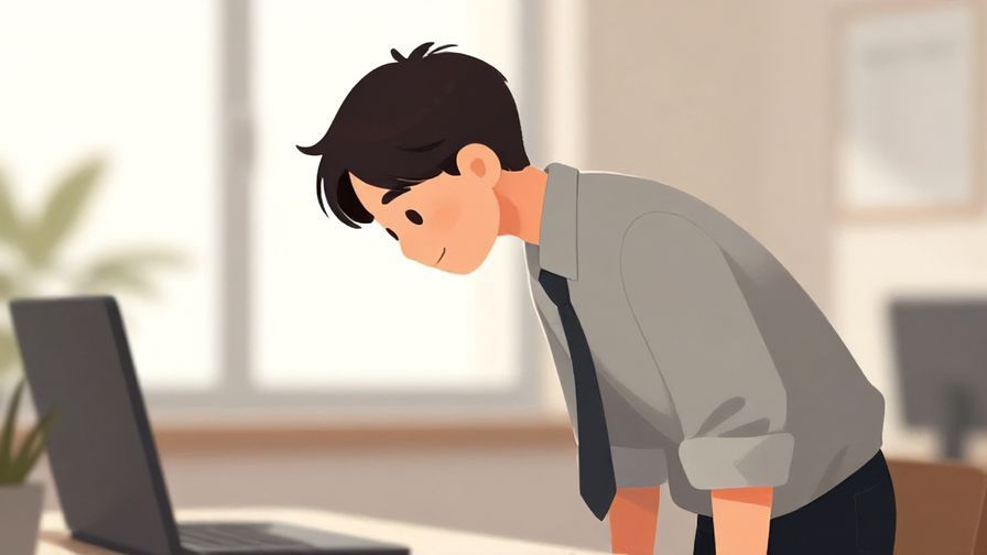 Illustration%20of%20a person bowing slightly with a humble expression, soft office background with natural light