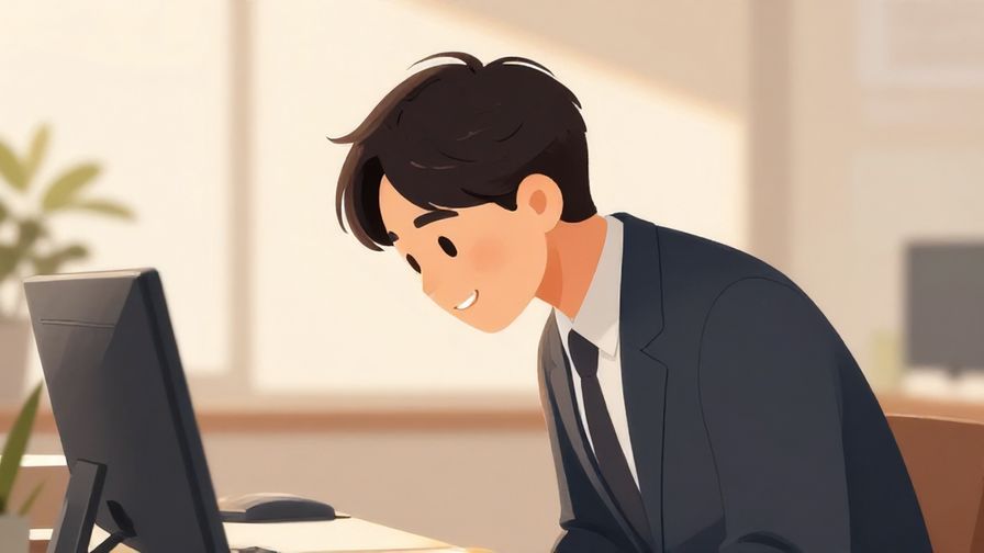 Illustration%20of%20a person bowing slightly with a warm smile, soft office or business setting background, warm lighting, illustrated style