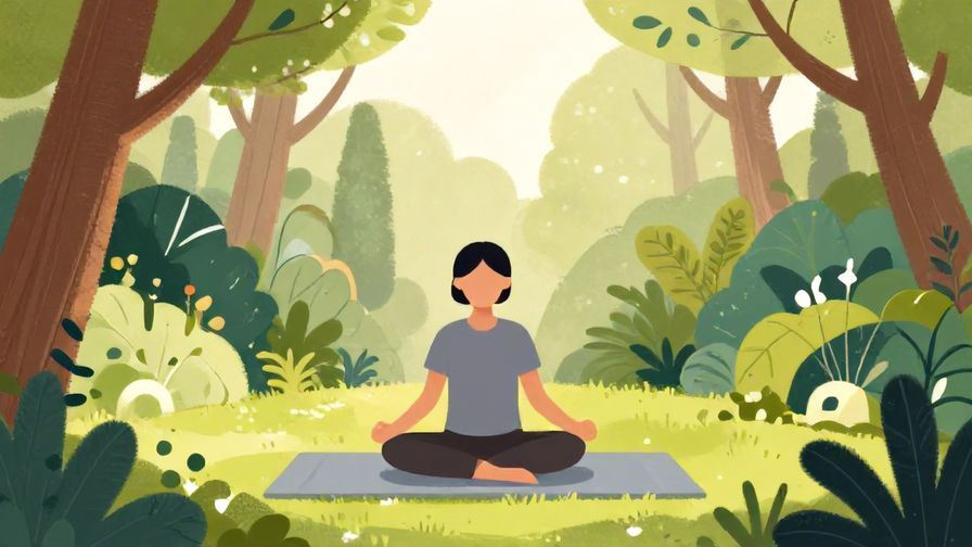 Illustration%20of%20a person calmly meditating by a peaceful garden, soft natural light filtering through trees, illustrated style