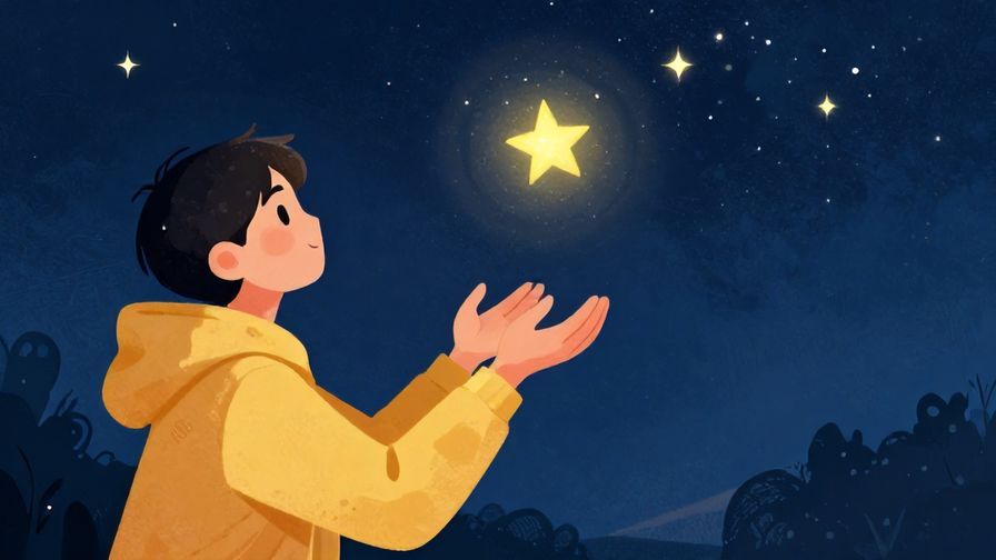 Illustration%20of%20a person catching a falling star with outstretched hands, symbolizing a rare opportunity, nighttime with stars, detailed background, vibrant colors, illustrated style