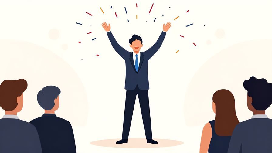 Illustration%20of%20a person celebrating success with confetti while ignoring obstacles behind, formal colors, illustrated style