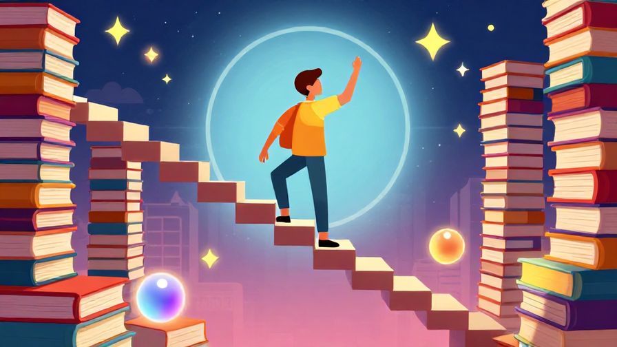 Illustration%20of%20a person climbing an endless staircase surrounded by books, stars, and glowing orbs, symbolizing infinite learning, vibrant and inspiring colors