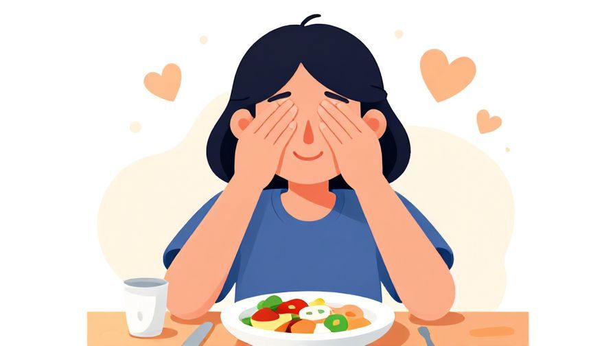 Illustration%20of%20a person closing their eyes, smiling deeply while savoring a meal, surrounded by gentle glowing hearts and warm colors.