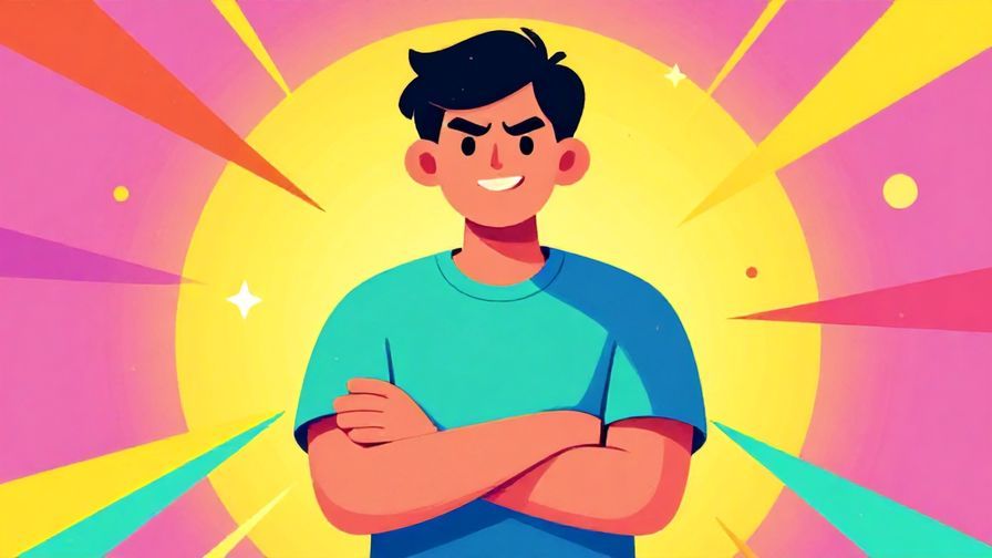 Illustration%20of%20a person confidently crossing their arms with a determined smile, bright energetic background, vibrant colors, illustrated style