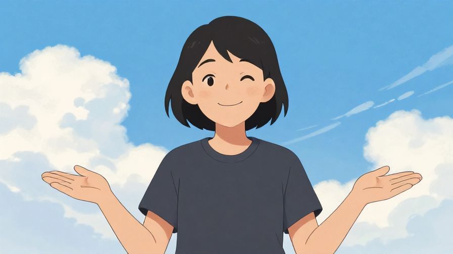 Illustration%20of%20a person confidently giving a reassuring smile, with a clear blue sky and soft clouds behind, illustrated style