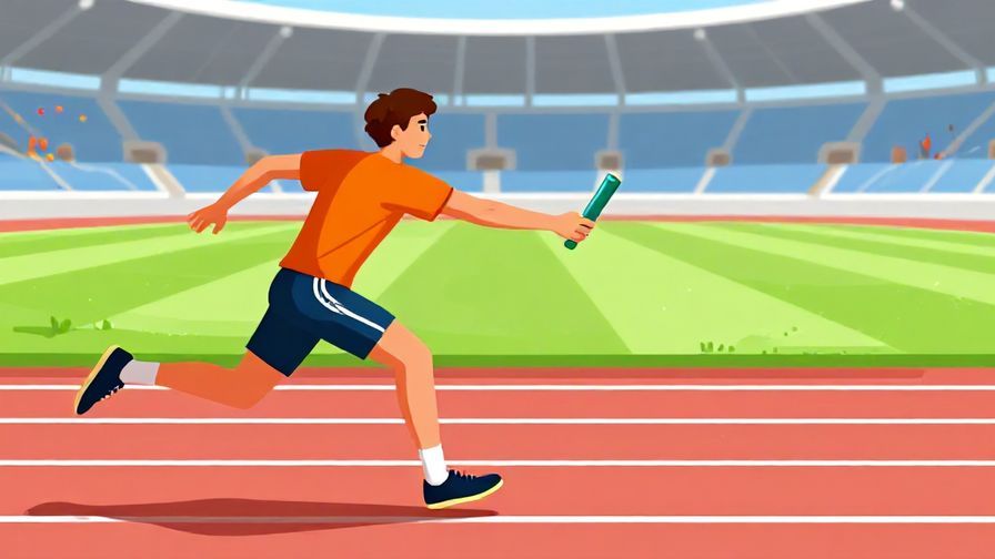Illustration%20of%20a person confidently passing a baton to another in a relay race, bright stadium background, energetic colors