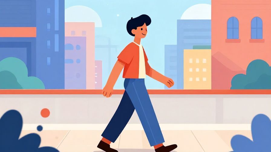 Illustration%20of%20a person confidently walking forward with a slight smirk, city background, vibrant colors, illustrated style