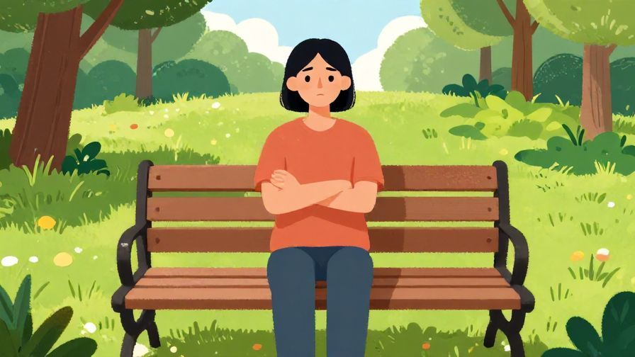 Illustration%20of%20a person crossing their arms with a neutral, uninterested expression, sitting on a bench in a park, vibrant colors, illustrated style
