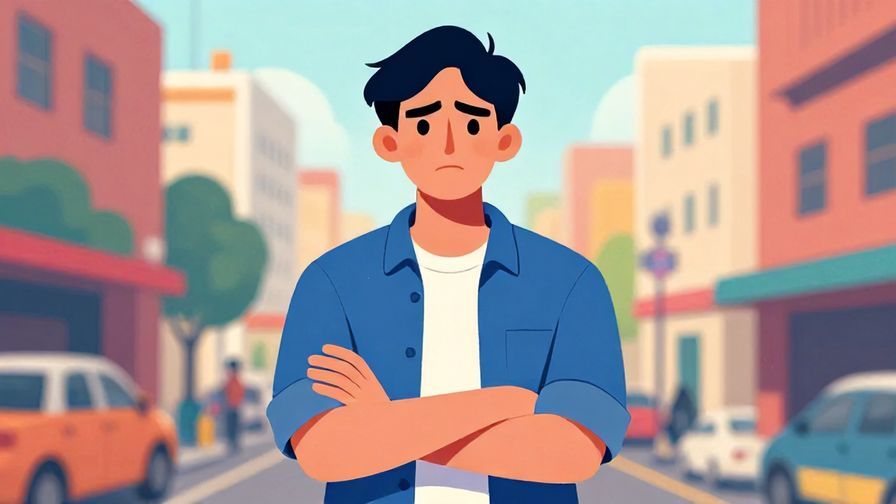 Illustration%20of%20a person crossing their arms with a stern face, casual urban background, vibrant colors, illustrated style